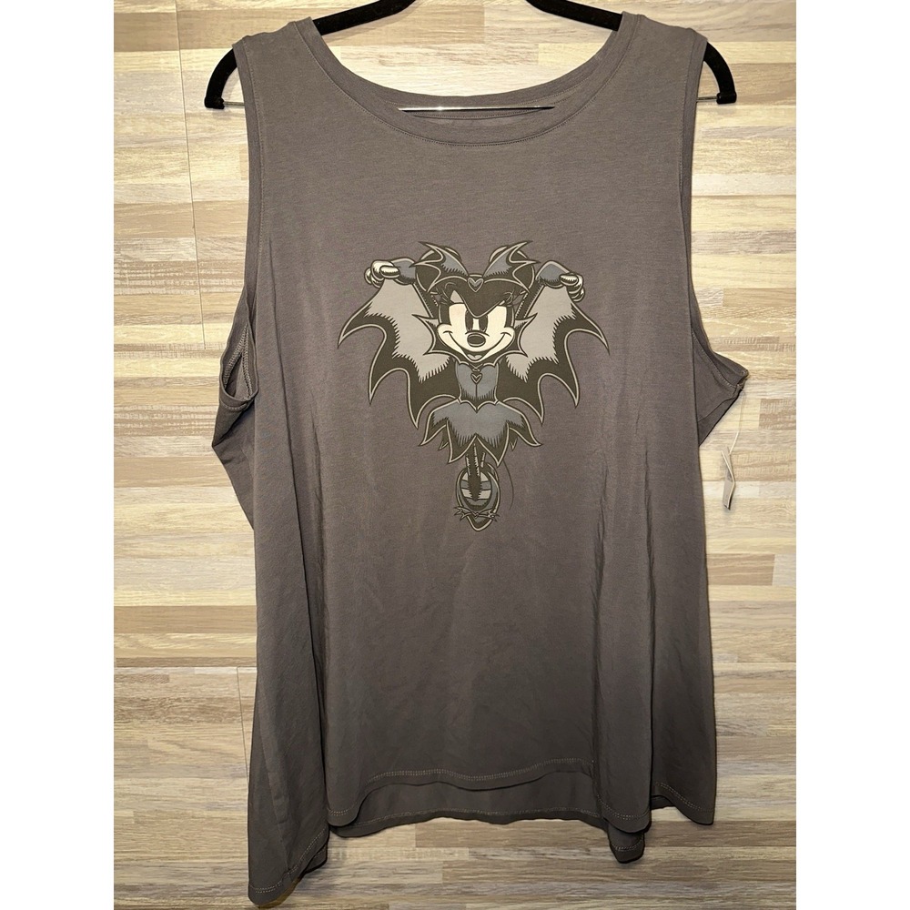 Woman's Walt Disney Tank Top NWT Size 1X Minnie Vampire Dark Grey #B